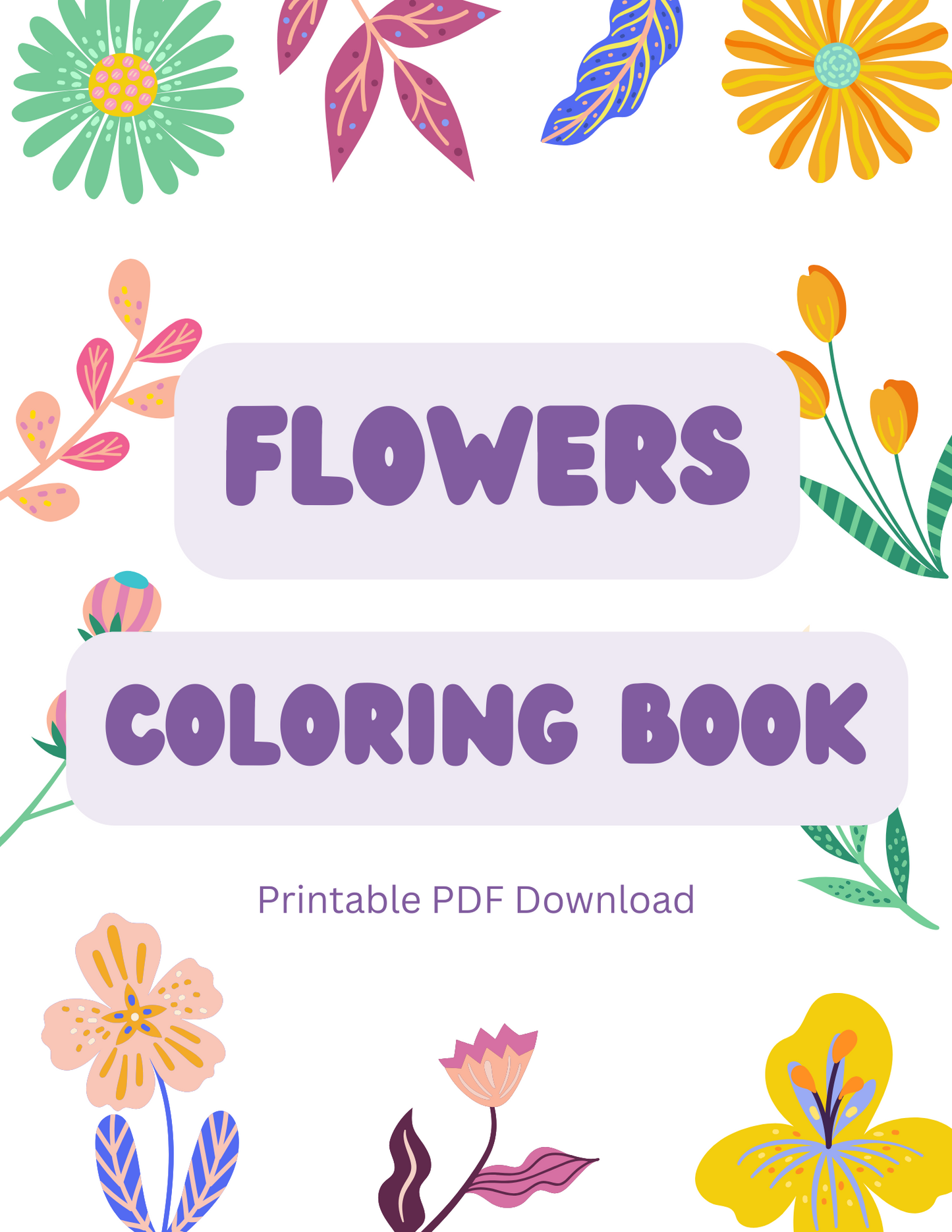 Unwind and Bloom: A Stress-Relieving Adult Coloring Book with 50 Beautiful Flowers pen_spark