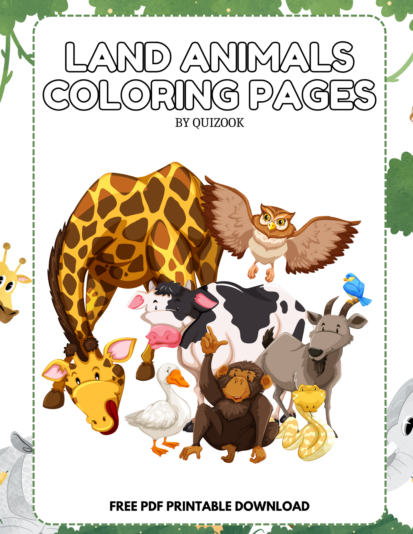 Free Printable Land Animals Coloring Pages for Kids