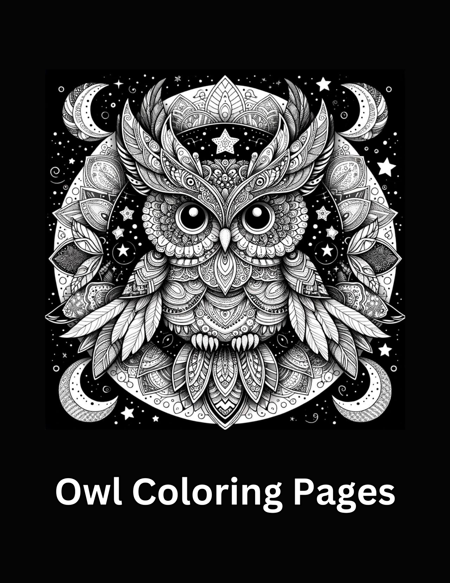 A Serene Owl Coloring E-Book for Adults (50 Pages)