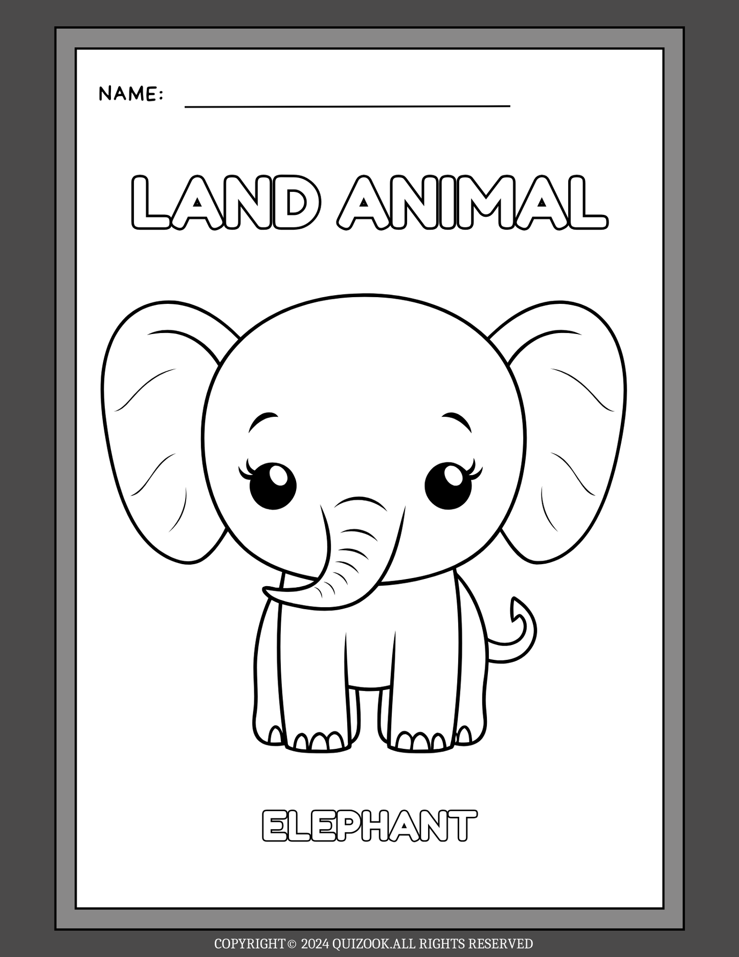 50-Page Land Animals Coloring Book for Kids: Printable PDF