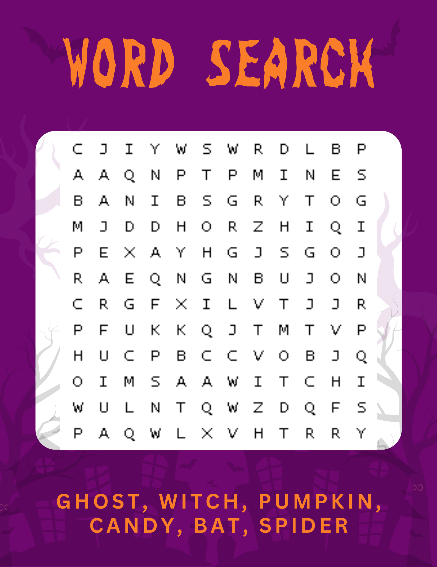 Fun & Spooky Halloween Word Search for Kids | Printable Puzzle Activity