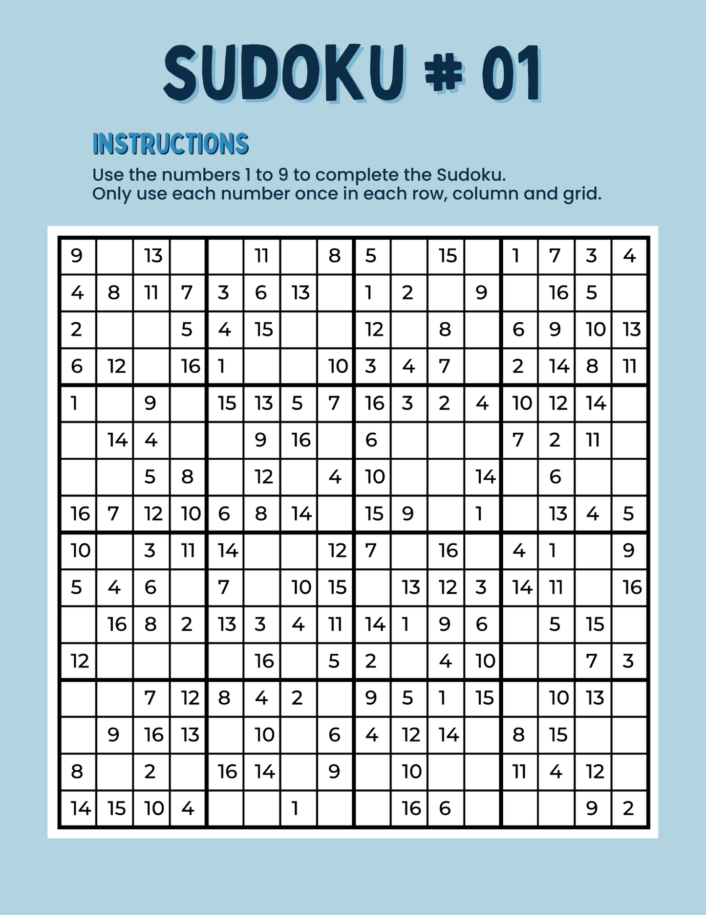 Printable Sudoku Puzzles | Brain-Boosting Fun for All Levels