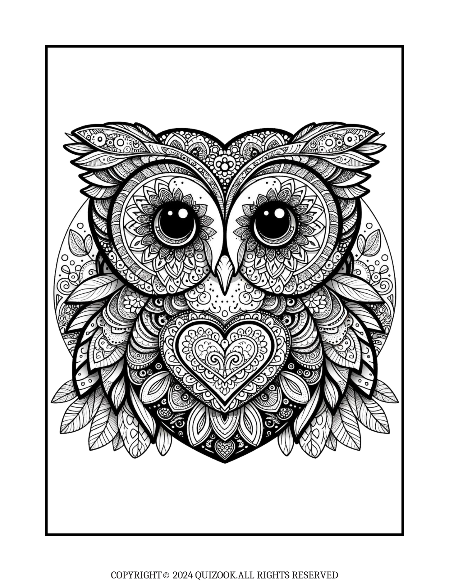 A Serene Owl Coloring E-Book for Adults (50 Pages)
