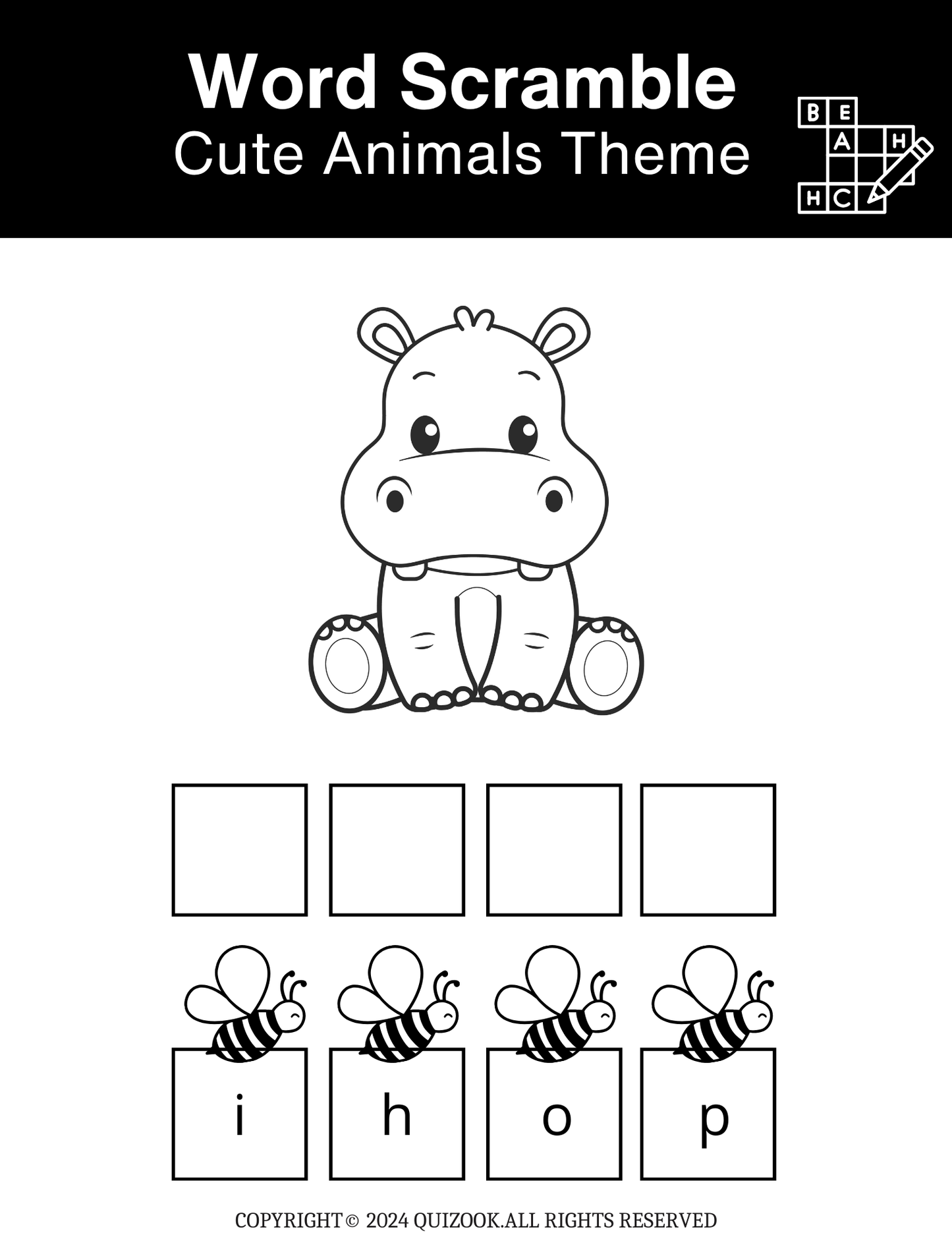 Fun Kids' Word Scramble Puzzle and Coloring Page - Printable PDF Download