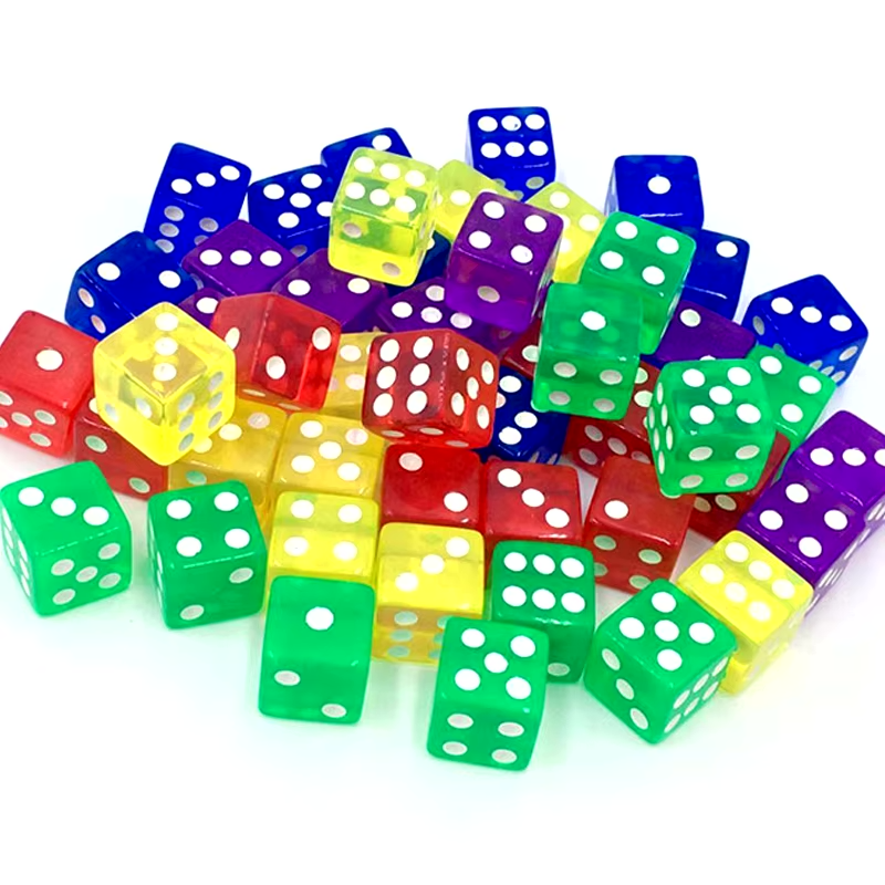 Vibrant Multicolor Transparent Dice Set - 10 pcs