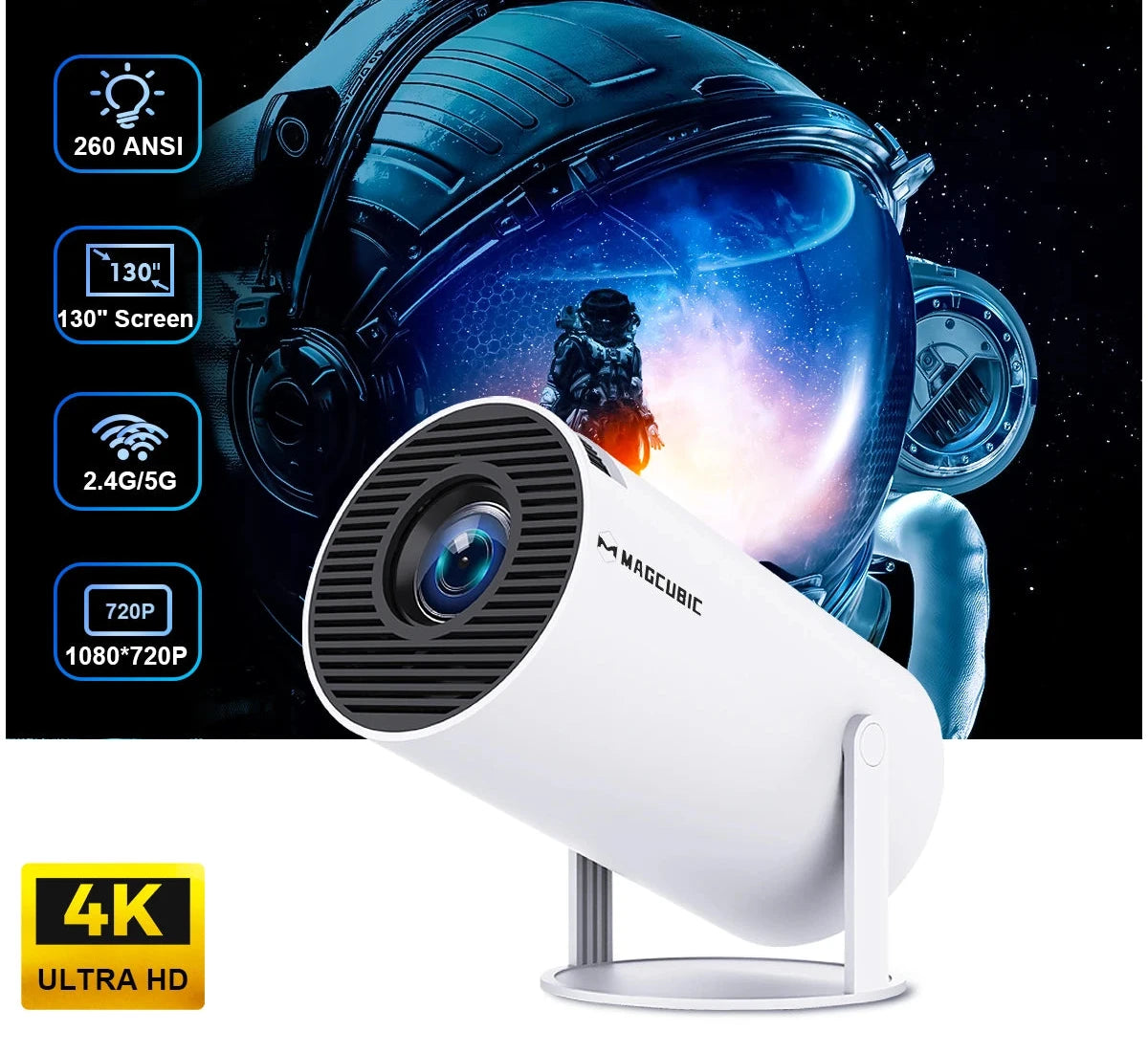 Dual Wifi Outdoor Portable Cinema Projetor