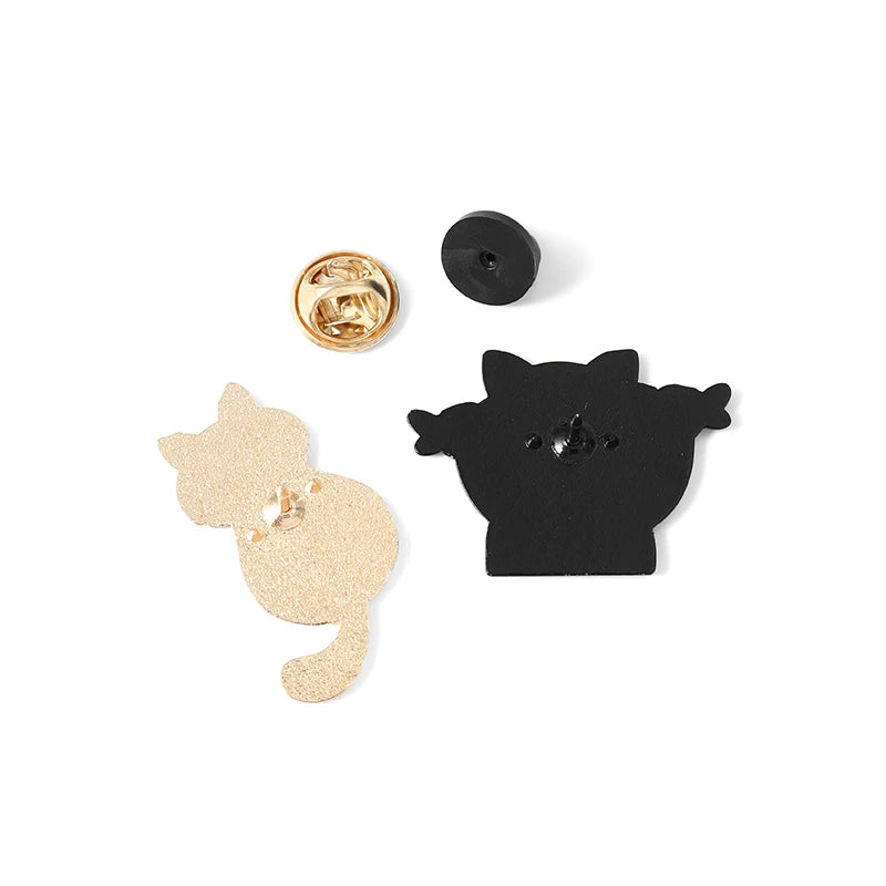 Life is Better with Cats Enamel Pin Cute Cat Fish Coffee Brooch for Bags and Shirts