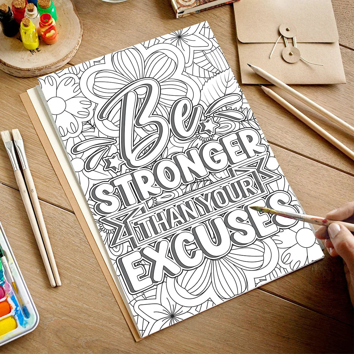 Creative Words Coloring Book with 20 Pages for Inspiration and Stress Relief