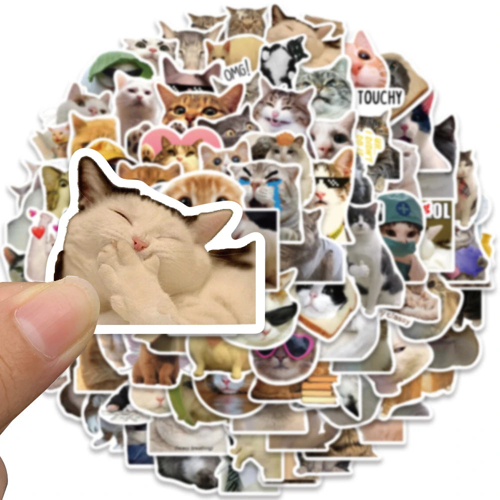Funny Cute Cat Meme Stickers 50/100PCS for Scrapbooking, Notebooks, and Laptops