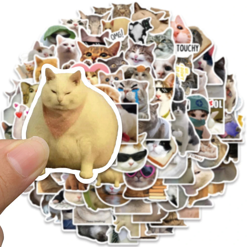 Funny Cute Cat Meme Stickers 50/100PCS for Scrapbooking, Notebooks, and Laptops