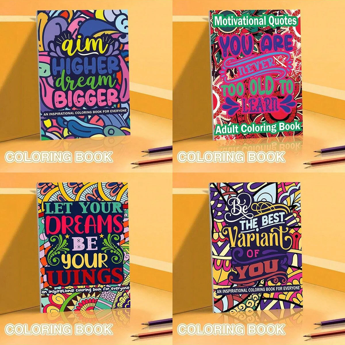 Creative Words Coloring Book with 20 Pages for Inspiration and Stress Relief