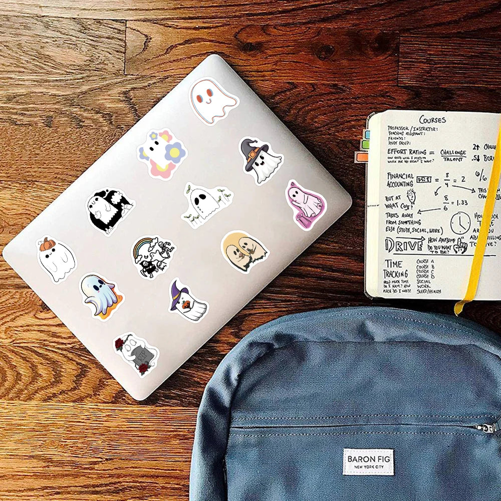 Kawaii Ghost Cartoon Stickers 50/100PCS for Notebooks, Guitars, and DIY Gifts