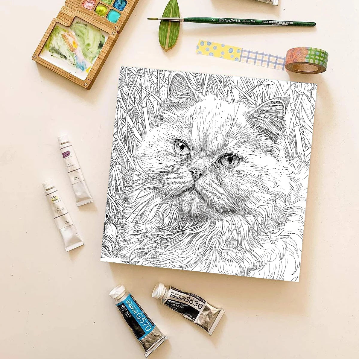 Cat Coloring Book with 20 Pages for Creative Inspiration and Stress Relief