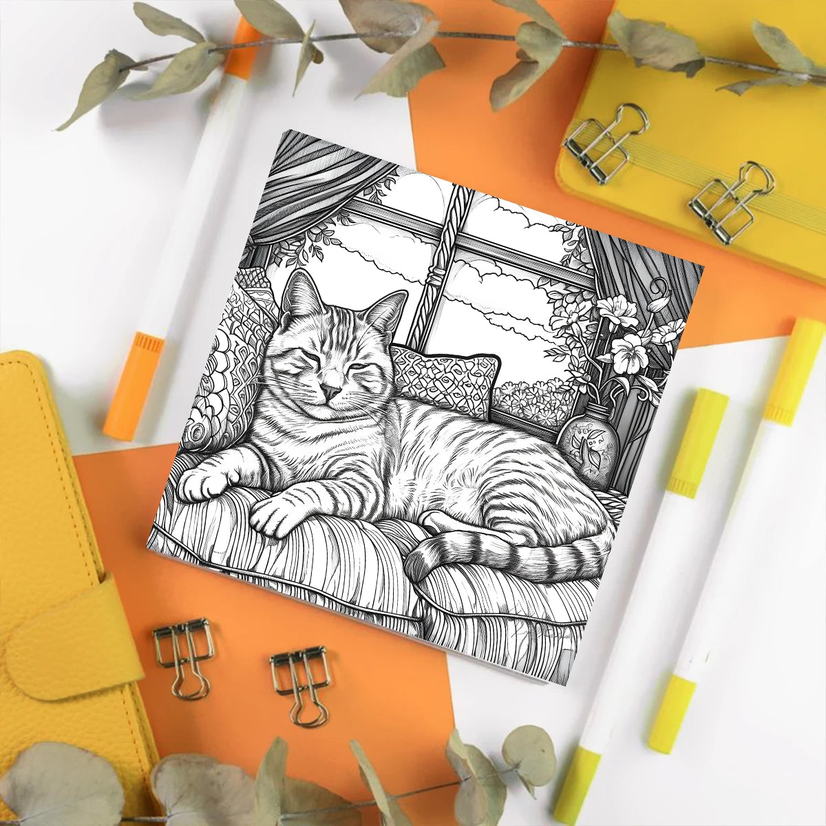 Cat Coloring Book with 20 Pages for Creative Inspiration and Stress Relief