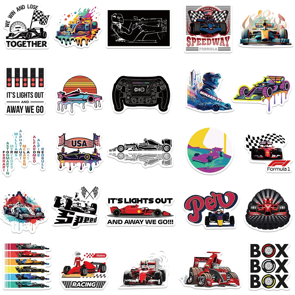 F1 Formula One Racing Stickers 50PCS for Cars, Laptops, and DIY Decorations