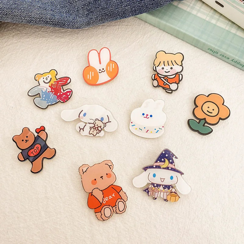 Acrylic Animal Cartoon Badges 10-50PCS Personalized Trendy Pins for Bags and Clothes