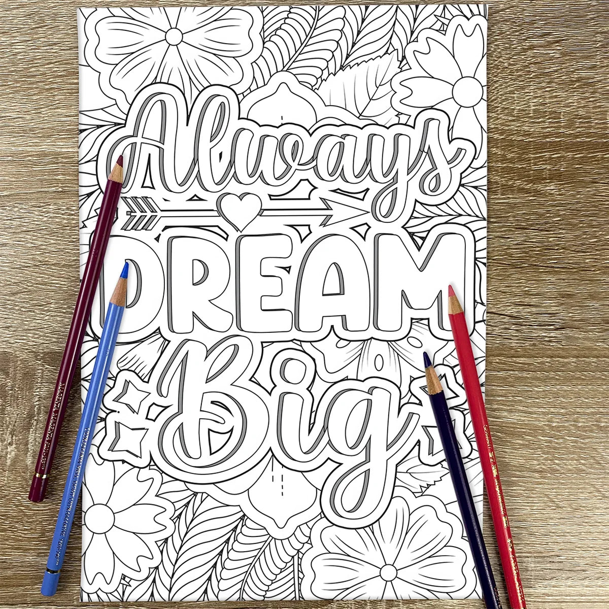 Creative Words Coloring Book with 20 Pages for Inspiration and Stress Relief