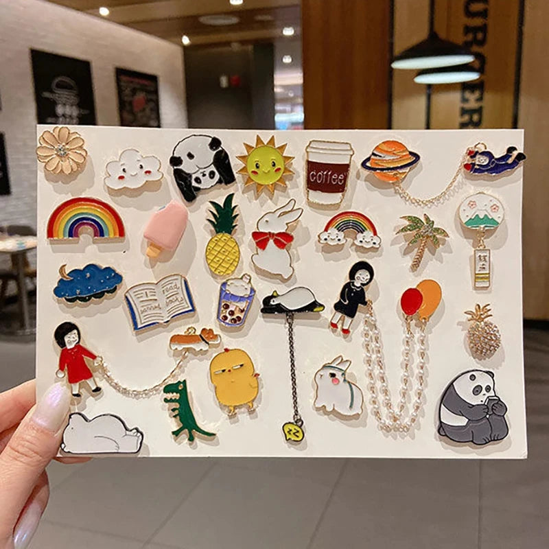 Enamel Badges Set: 10-100PCS of Diverse Icons for Bags and Clothes