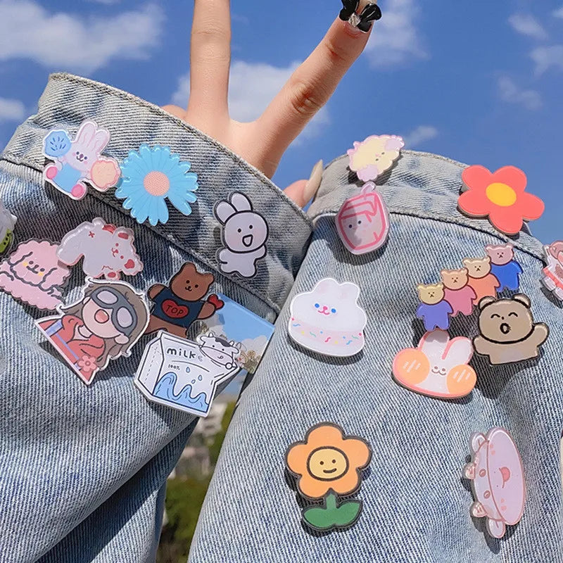 Acrylic Animal Cartoon Badges 10-50PCS Personalized Trendy Pins for Bags and Clothes