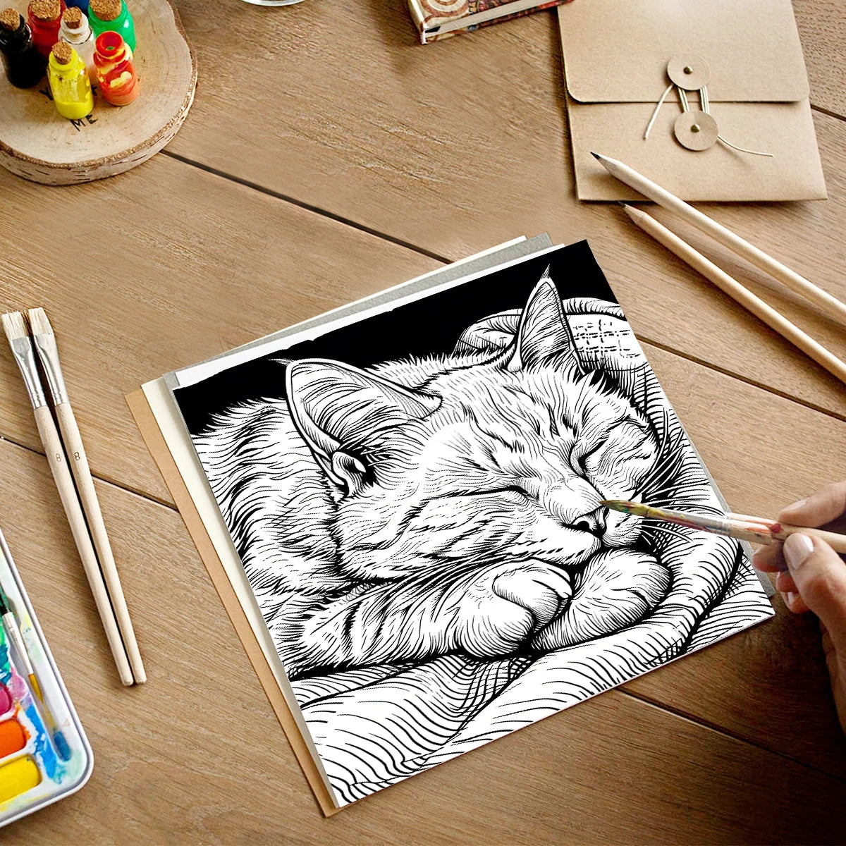 Cat Coloring Book with 20 Pages for Creative Inspiration and Stress Relief