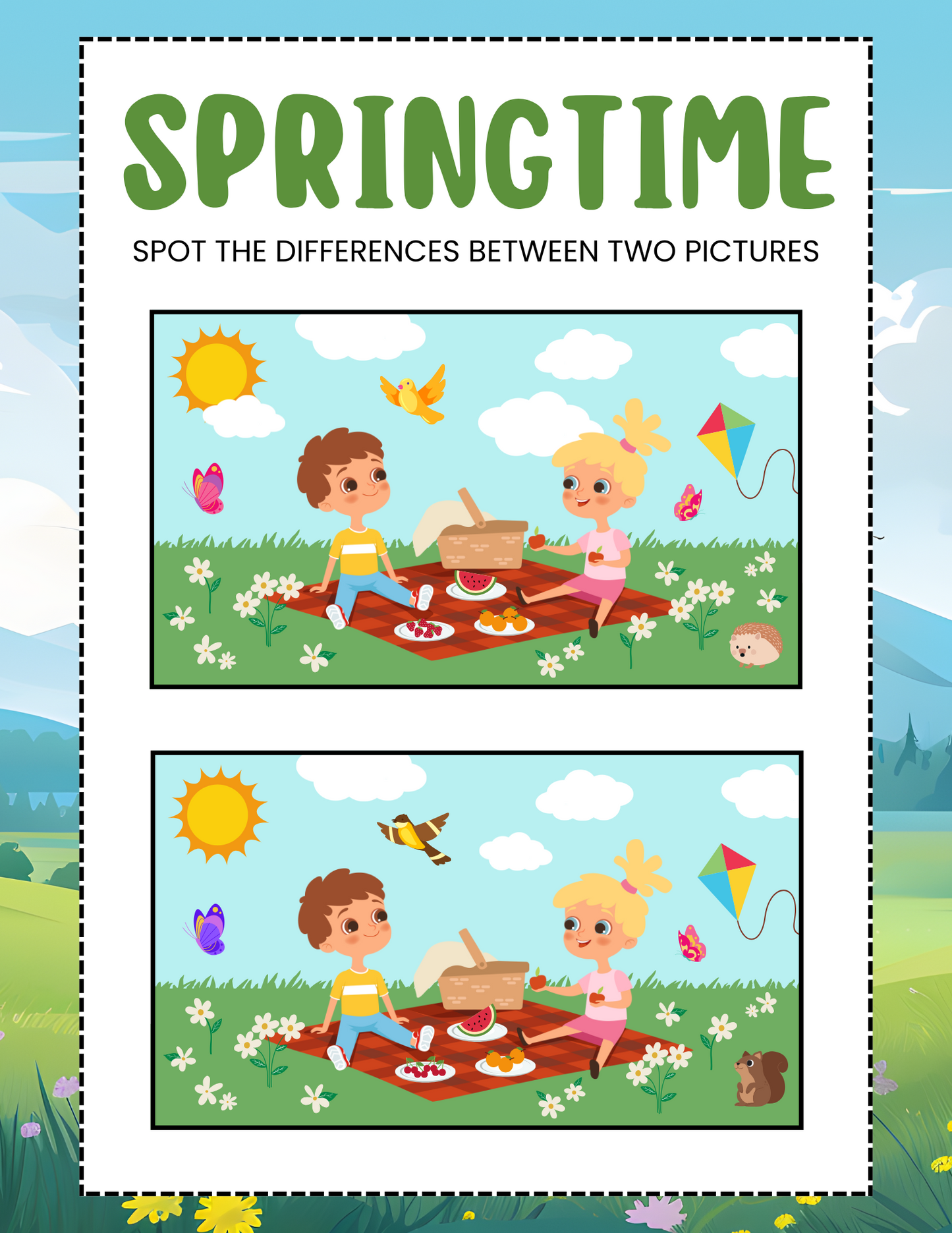 Free Printable Spot the Difference for Kids