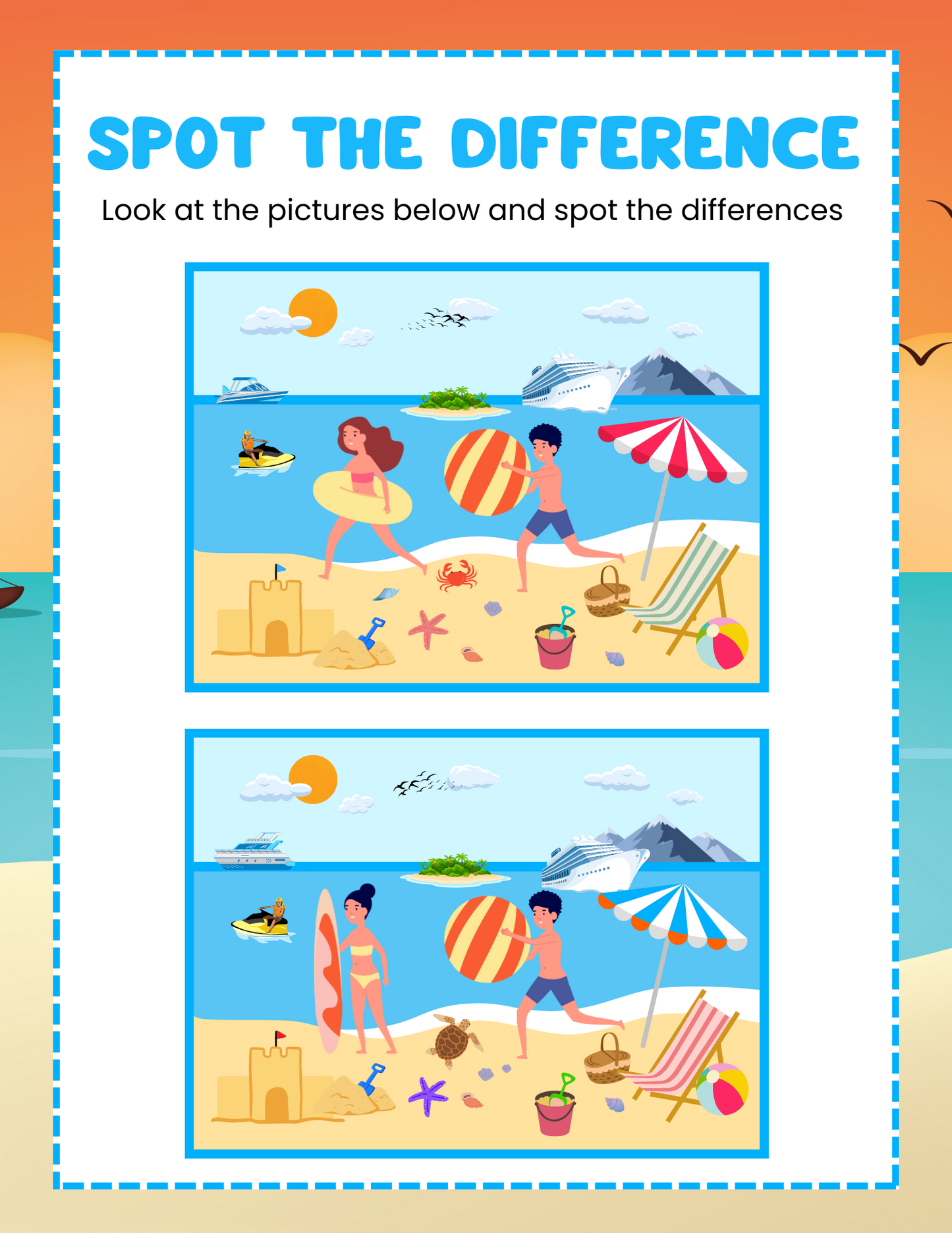 Fun Spot the Difference Printables for Kids