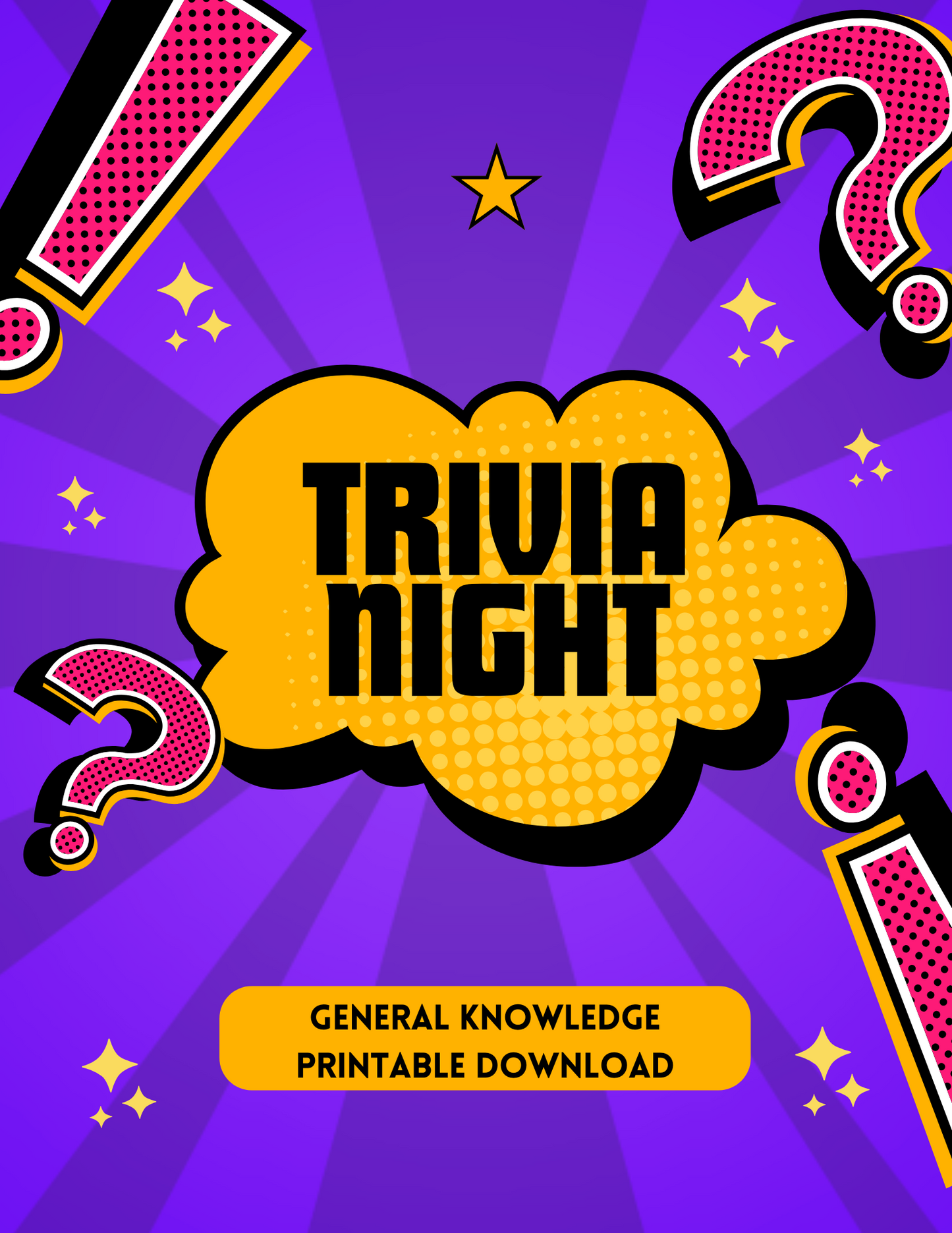 Trivia Night - General Knowledge Printable Download