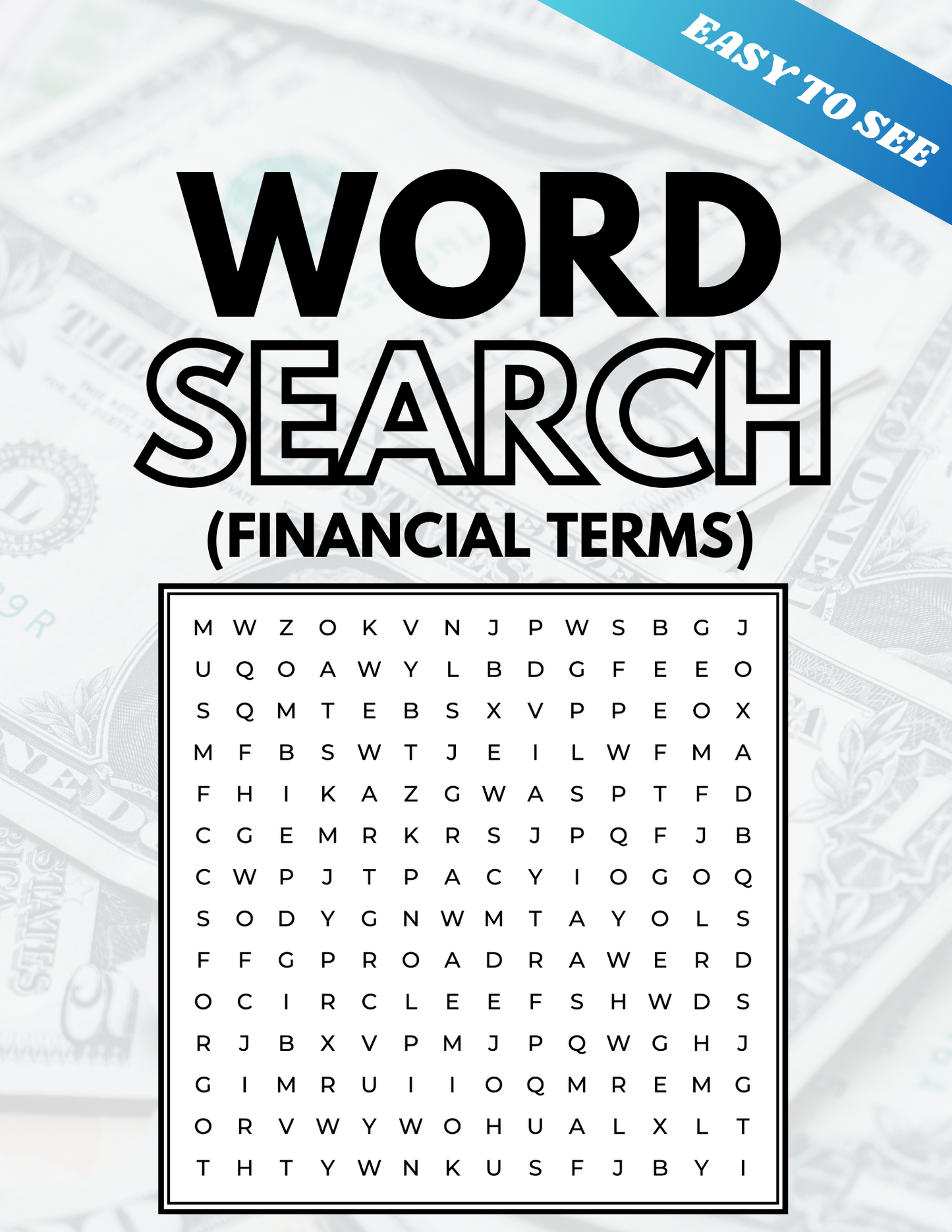 Free Printable Financial Terms Word Search Puzzle