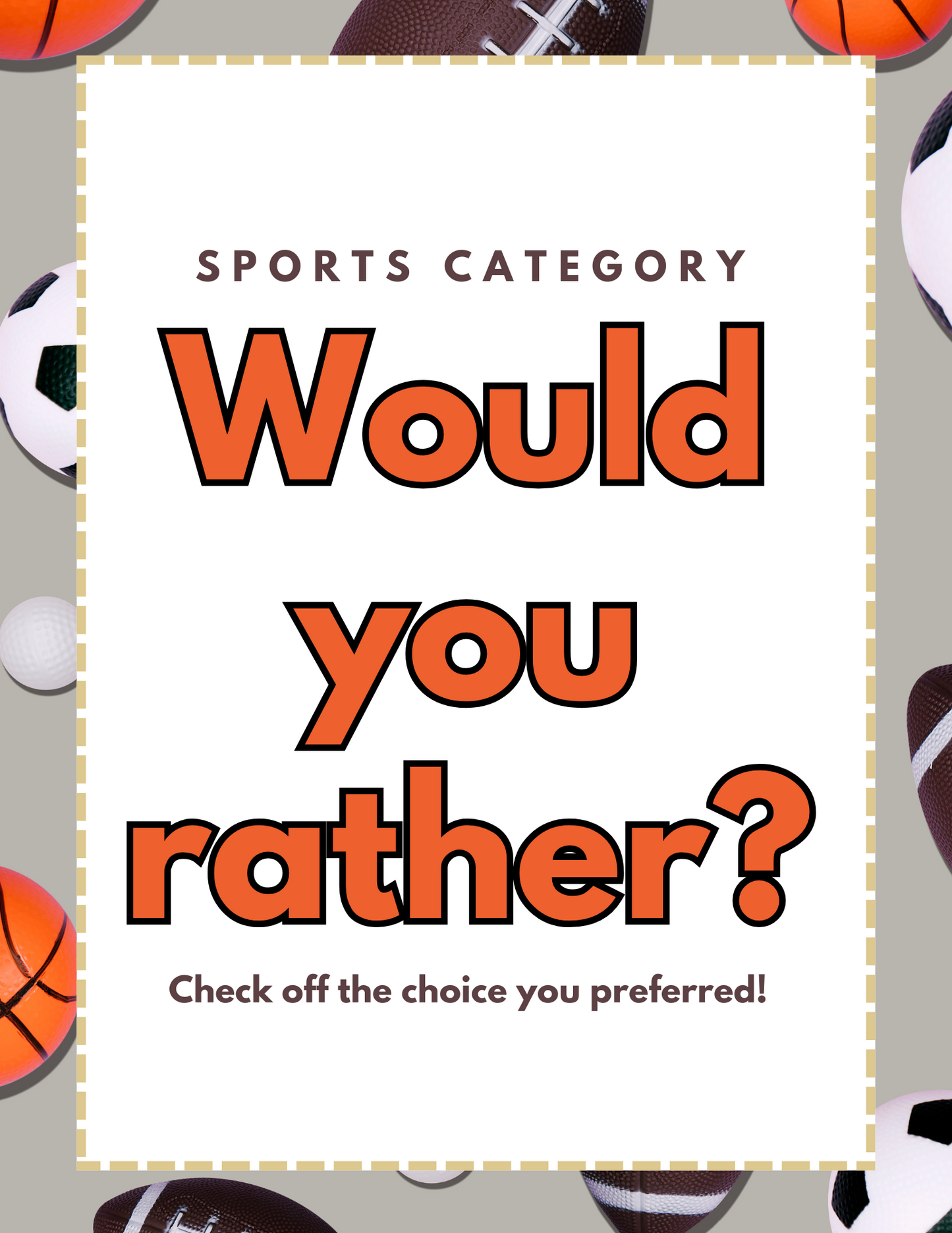Would You Rather Sports Edition – Printable Game