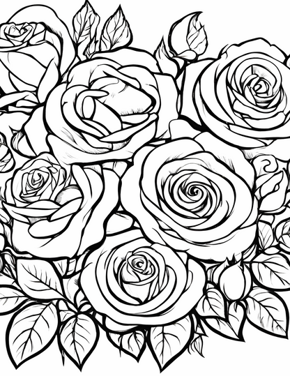 Unwind and Bloom: A Stress-Relieving Adult Coloring Book with 50 Beautiful Flowers  pen_spark