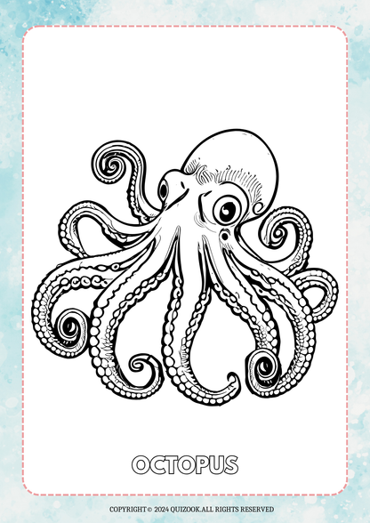 Sea Animals Coloring Book for Kids: 50-Page Printable PDF