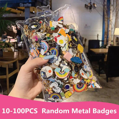 Enamel Badges Set: 10-100PCS of Diverse Icons for Bags and Clothes