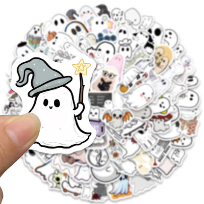 Kawaii Ghost Cartoon Stickers 50/100PCS for Notebooks, Guitars, and DIY Gifts