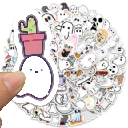 Kawaii Ghost Cartoon Stickers 50/100PCS for Notebooks, Guitars, and DIY Gifts