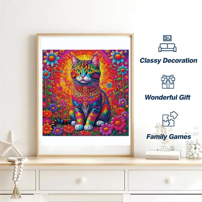 DIY Cat Crafts Wooden Animal Puzzle: Interactive Family Game for Kids and Adults